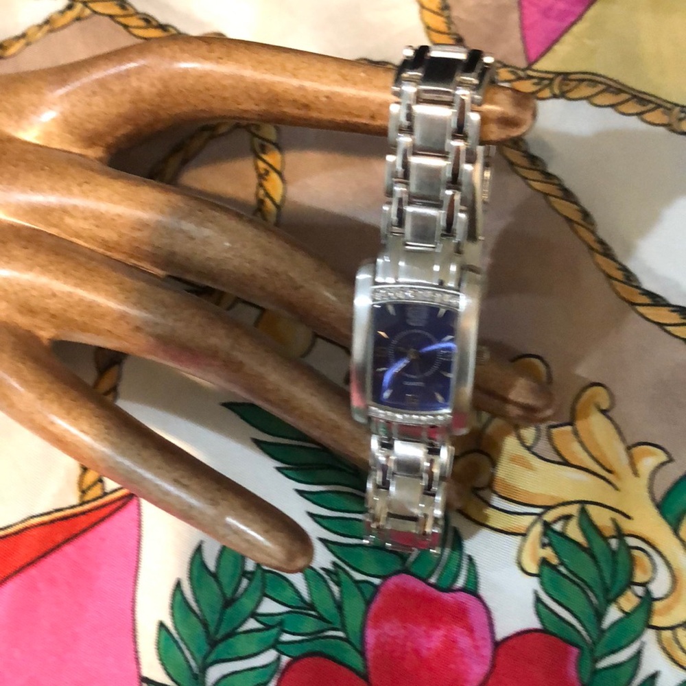 Paolo Gucci Silver women’s Rectangular Watch w/Purple Dial, NO BATTERY, No Box